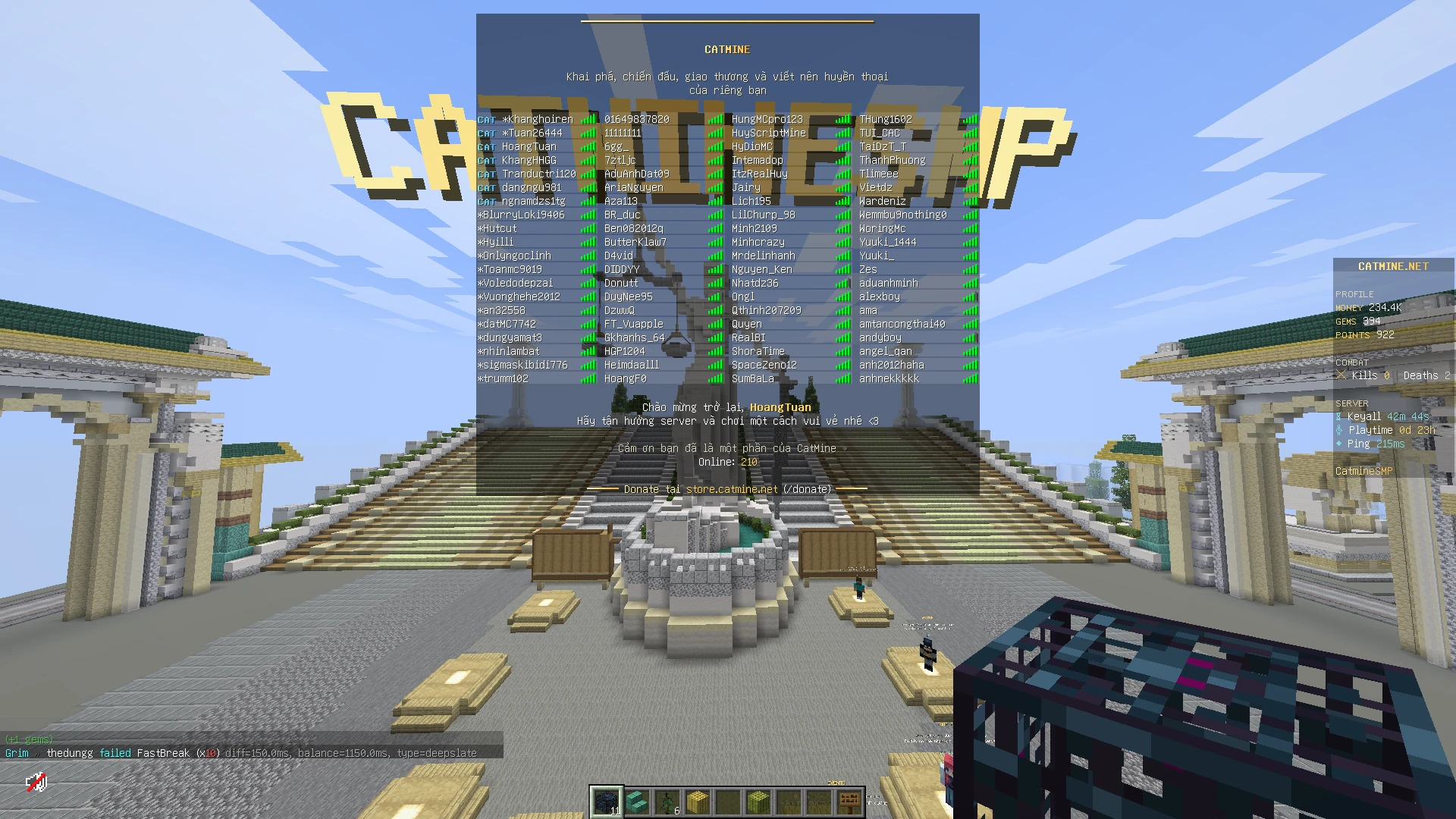 CatMine SMP peak player result screenshot