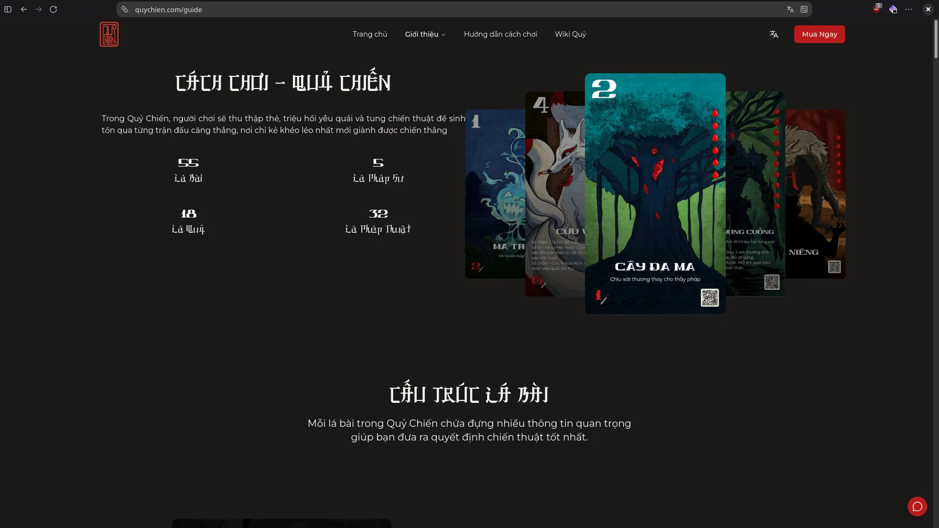 Desktop version of the Quỷ Chiến website designed and developed by Luong Tuan Anh